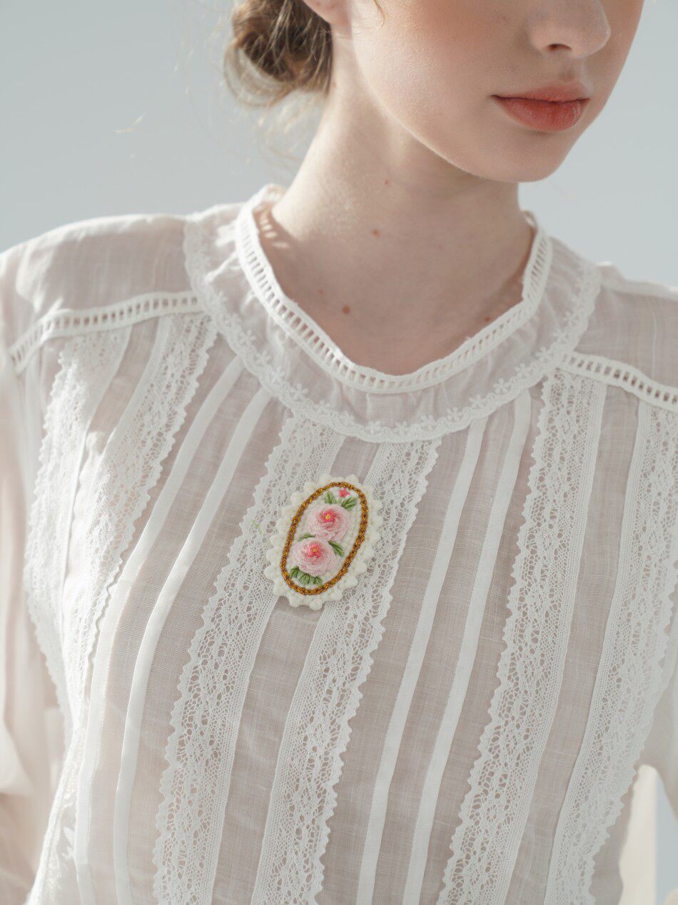 100cmBust 100%Ramie Thin White - Embroidery Rose 评论和价格