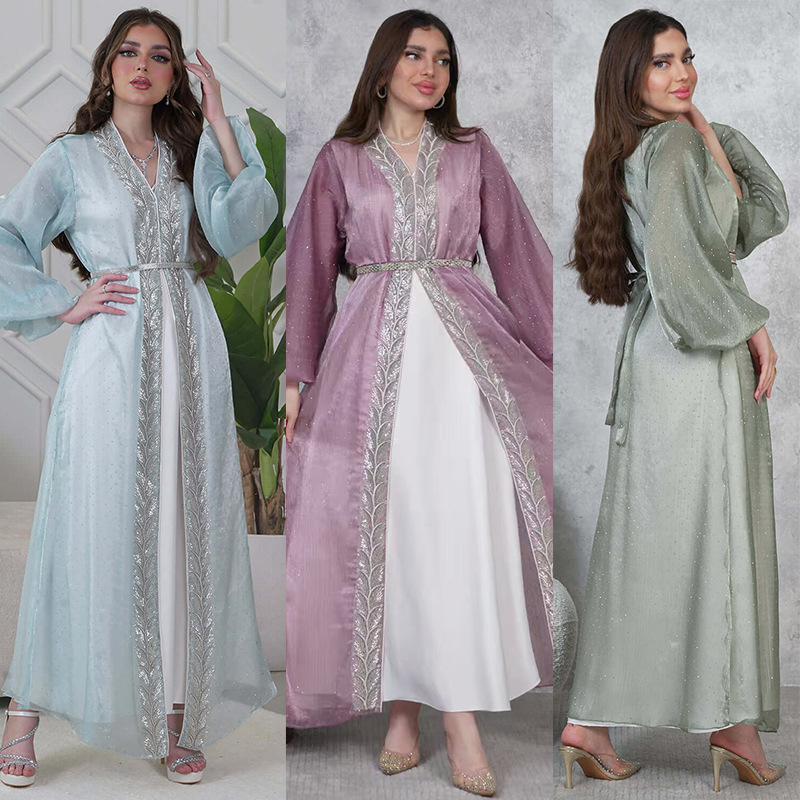 2PCS Muslim Women Dress Dubai  - Embroidery Kebaya 评论和价格