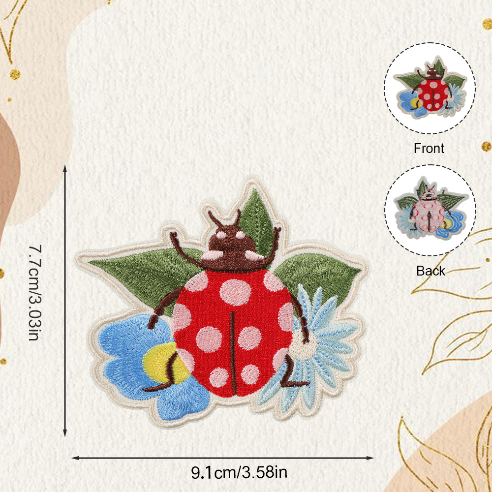 1PC Summer Ladybug Floral Embr - Embroidery Lady Bug 评论和价格