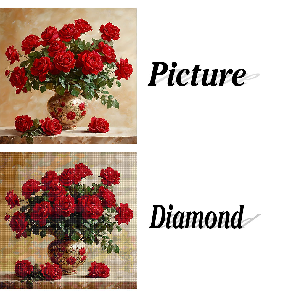 Rose Diamond Painting Full Squ - Embroidery Rose 评论和价格