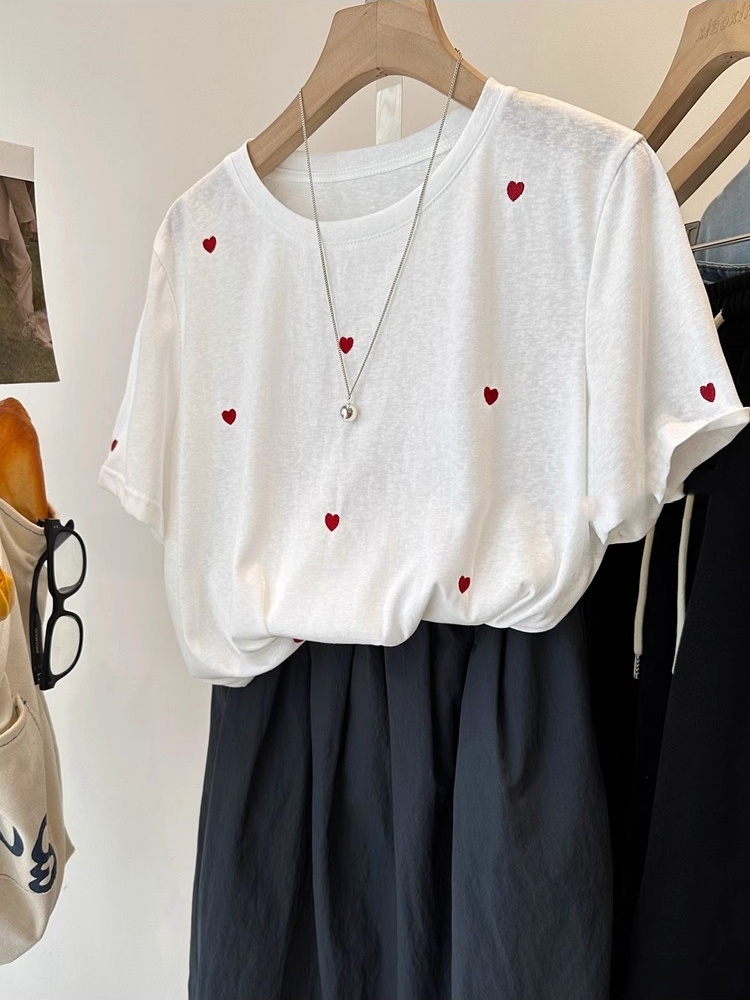 plus Size 240 Pounds Love Embr - Embroidery Cotton Shirt 评论和价格