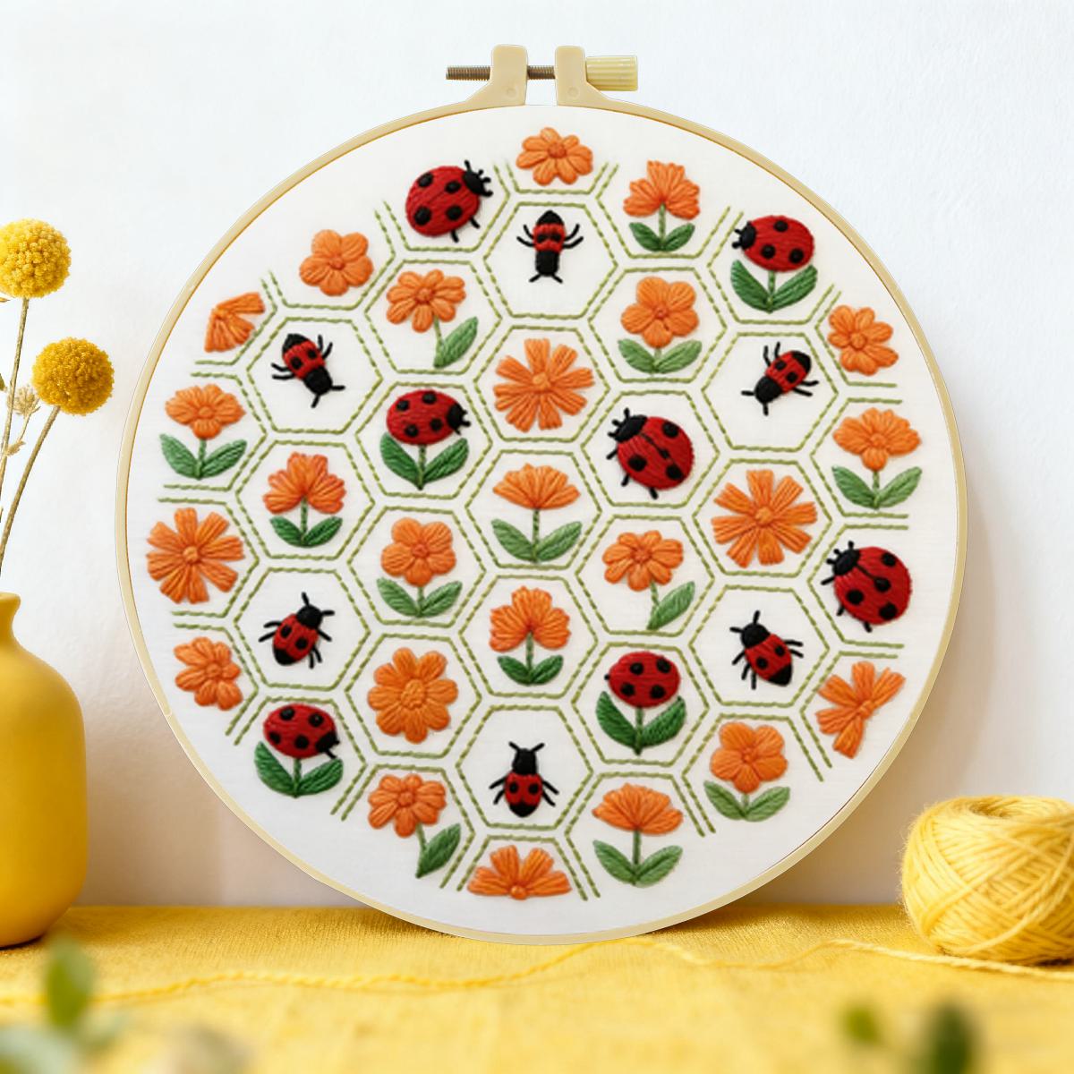 1pc 20X20CM/15X15CM 7.87/6.3in - Embroidery Lady Bug 评论和价格