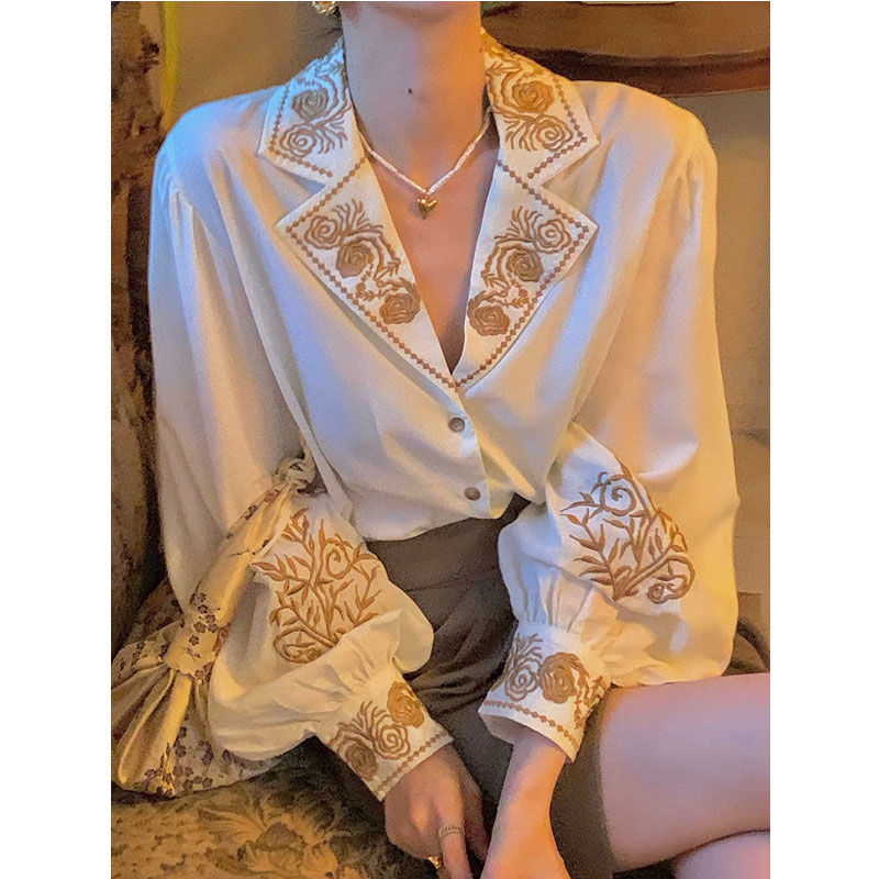 Blouse Women Embroidered Shirt - Embroidery Cotton Shirt 评论和价格