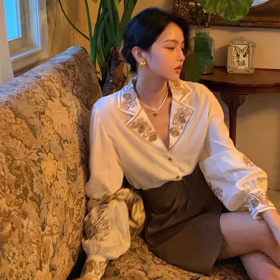 Blouse Women Embroidered Shirt - Embroidery Cotton Shirt 评论和价格