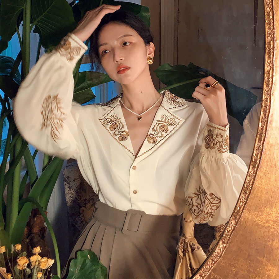 Blouse Women Embroidered Shirt - Embroidery Cotton Shirt 评论和价格