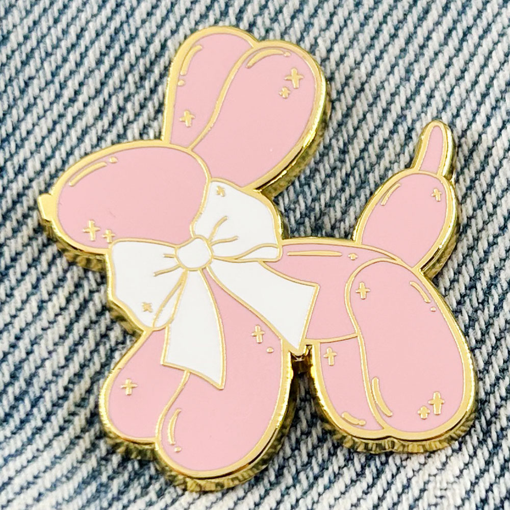 Pink Balloon Dog Enamel Pin Cu - Embroidery Bali 评论和价格